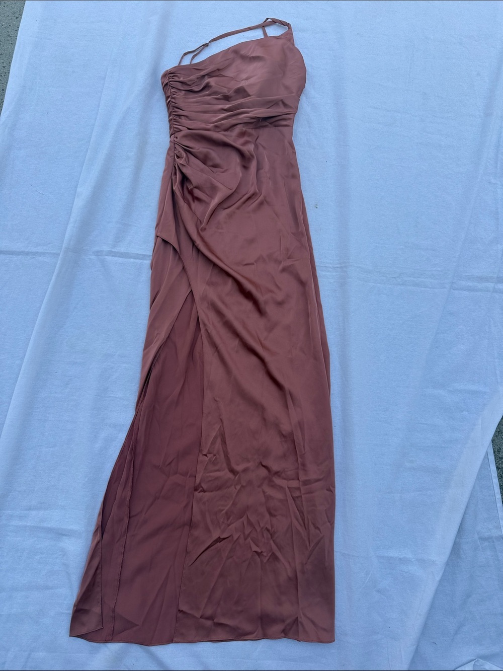 Azazi Elegant One-Shoulder Maxi Dress in Dusty Rose